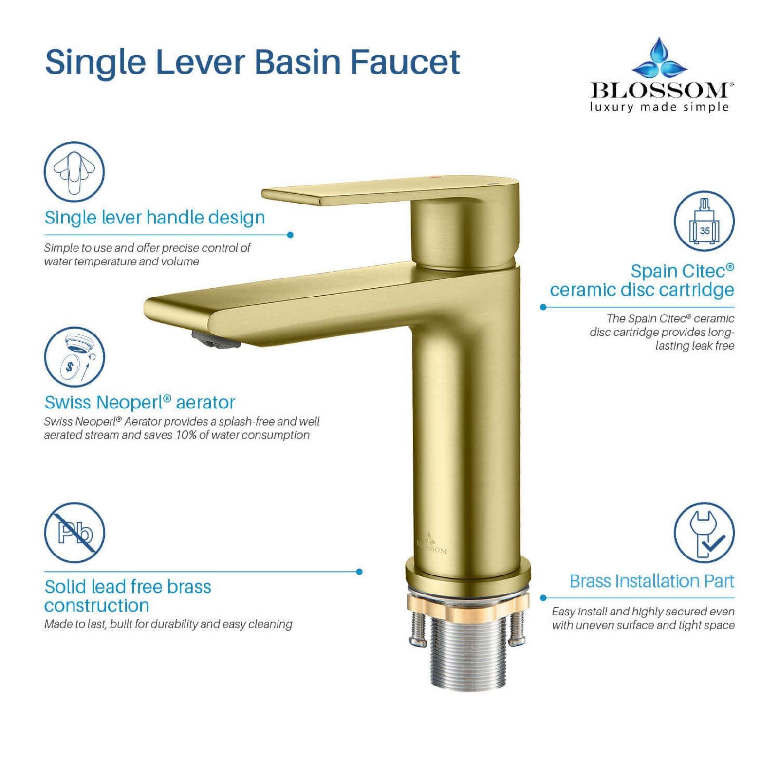 Single Lever Basin Faucet Gold