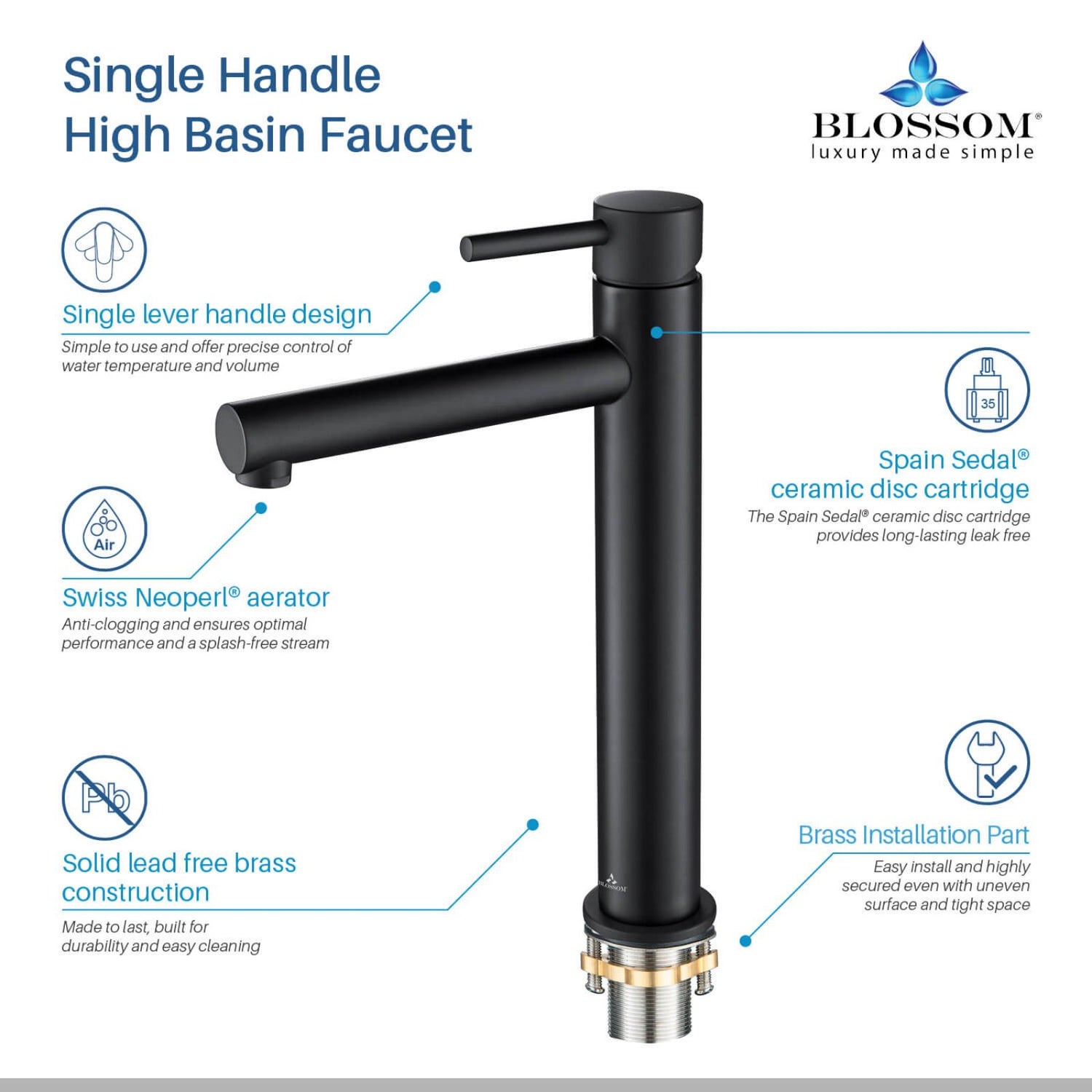 Single Handle High Basin Faucet Black