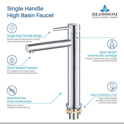 Single Handle High Basin Faucet Chrome