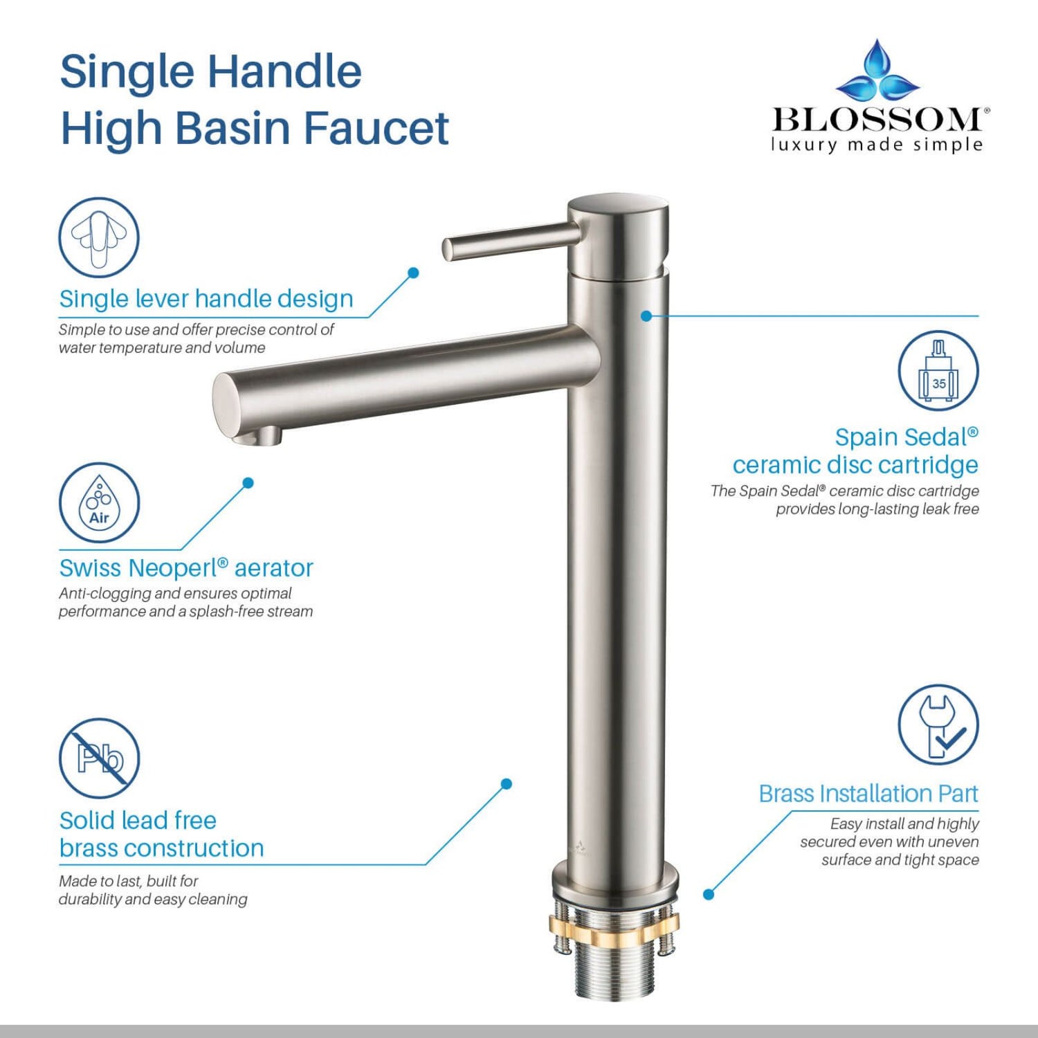 Single Handle High Basin Faucet Nickel