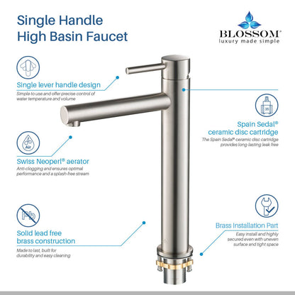 Single Handle High Basin Faucet Nickel