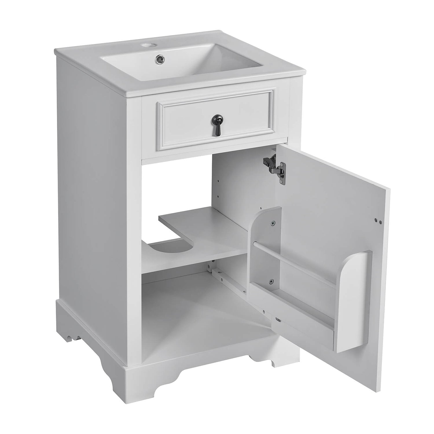 Sleek 20 in White Vanity with Minimalist Mid Century Modern Look