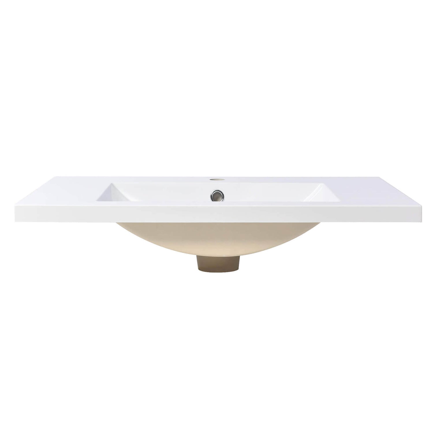 Sleek White Resin Vanity Top with Undermount Ceramic Sink