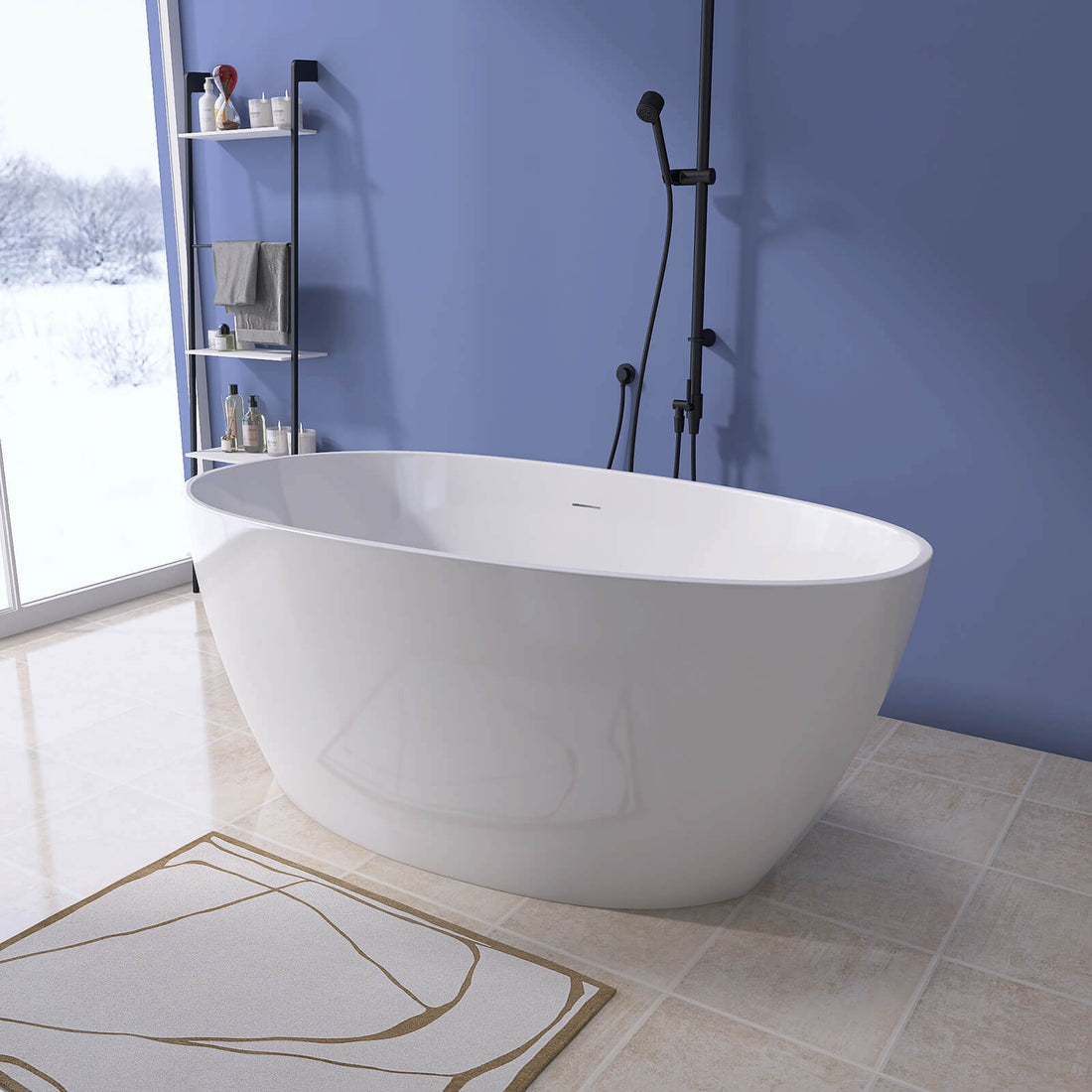 Small size acrylic egg shape design freestanding bathtub