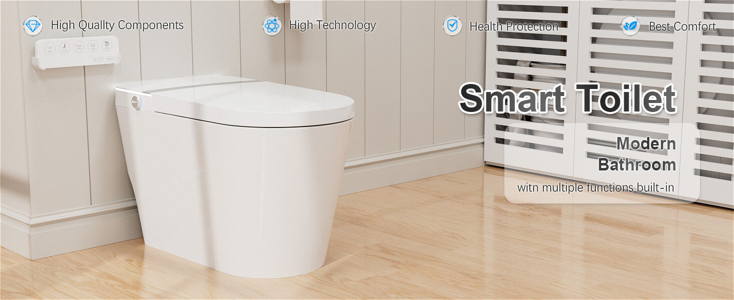 Functional overview of the white fully intelligent automatic flush toilet