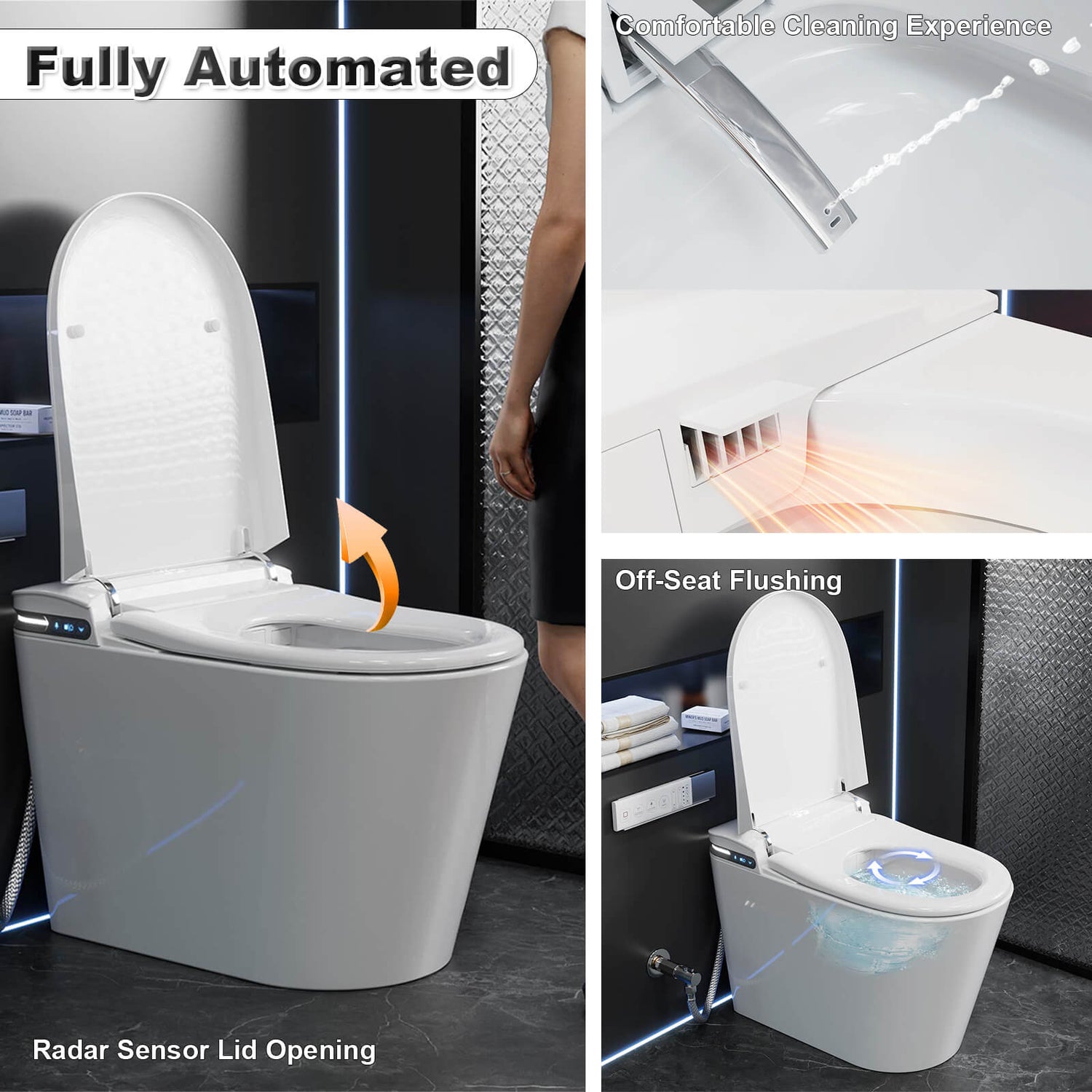 Smart toilet with fully automatic functions