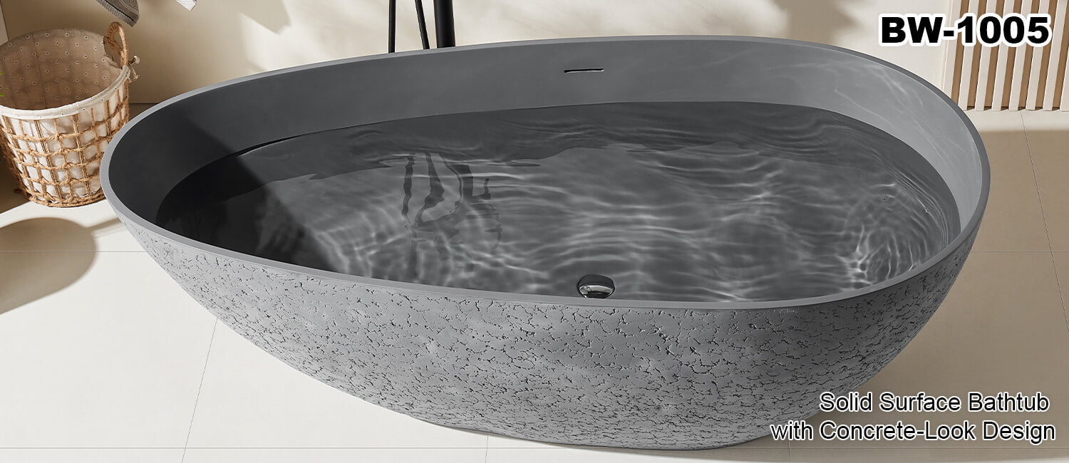 Solid Surface Materials Create a Concrete-Look Bathtub