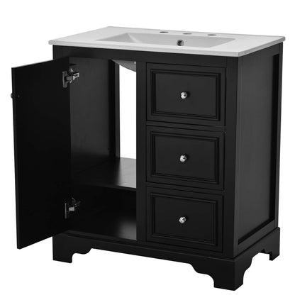 Sophisticated 30 inch vanity with bold black finish and clean lines