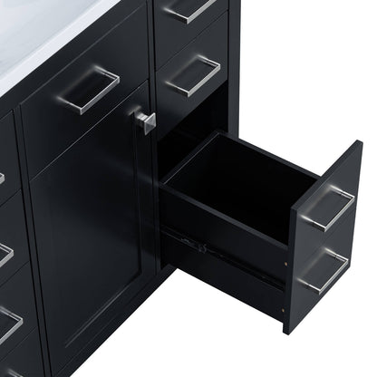 Sophisticated black vanity cabinet with scratch  and moisture resistant finish