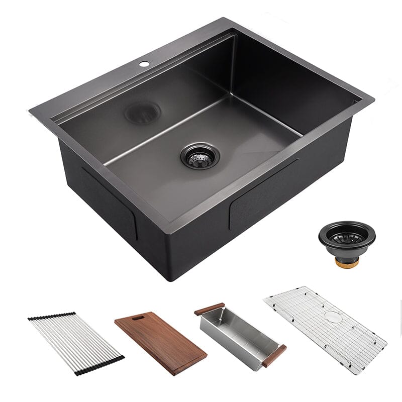 27&quot; x 22&quot; Multifunctional Drop-In Kitchen Stainless Steel Sink with Drain Board