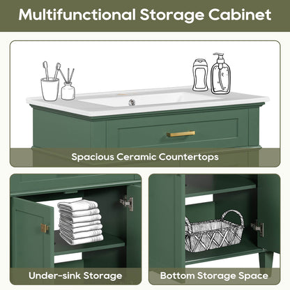 Storage Description of 30 Inch Green Bathroom Vanity with Undermount Ceramic Sink