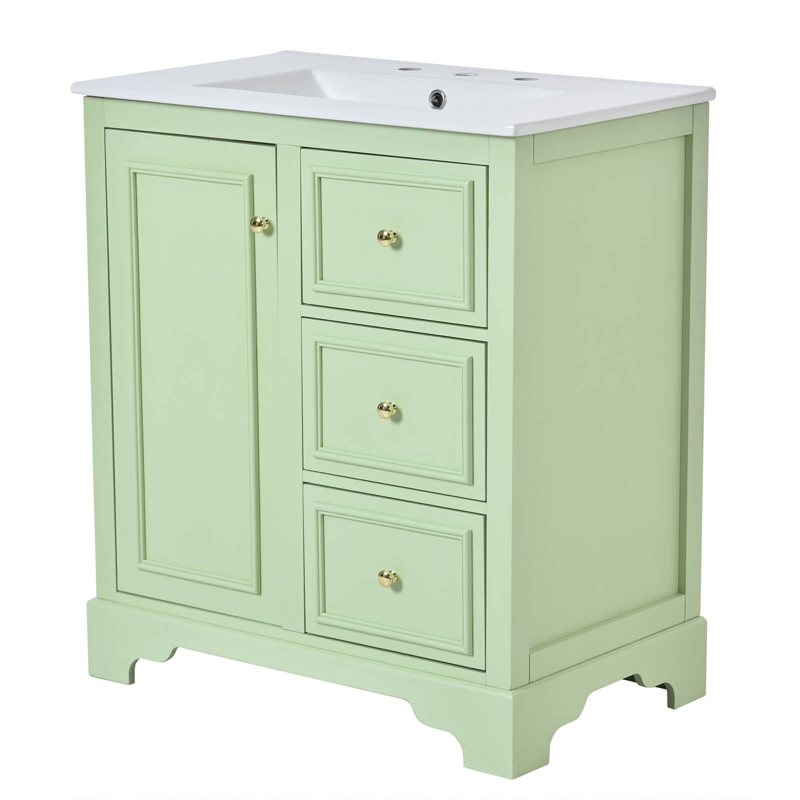 Sturdy 30 inch green vanity for modern bathrooms with practical features