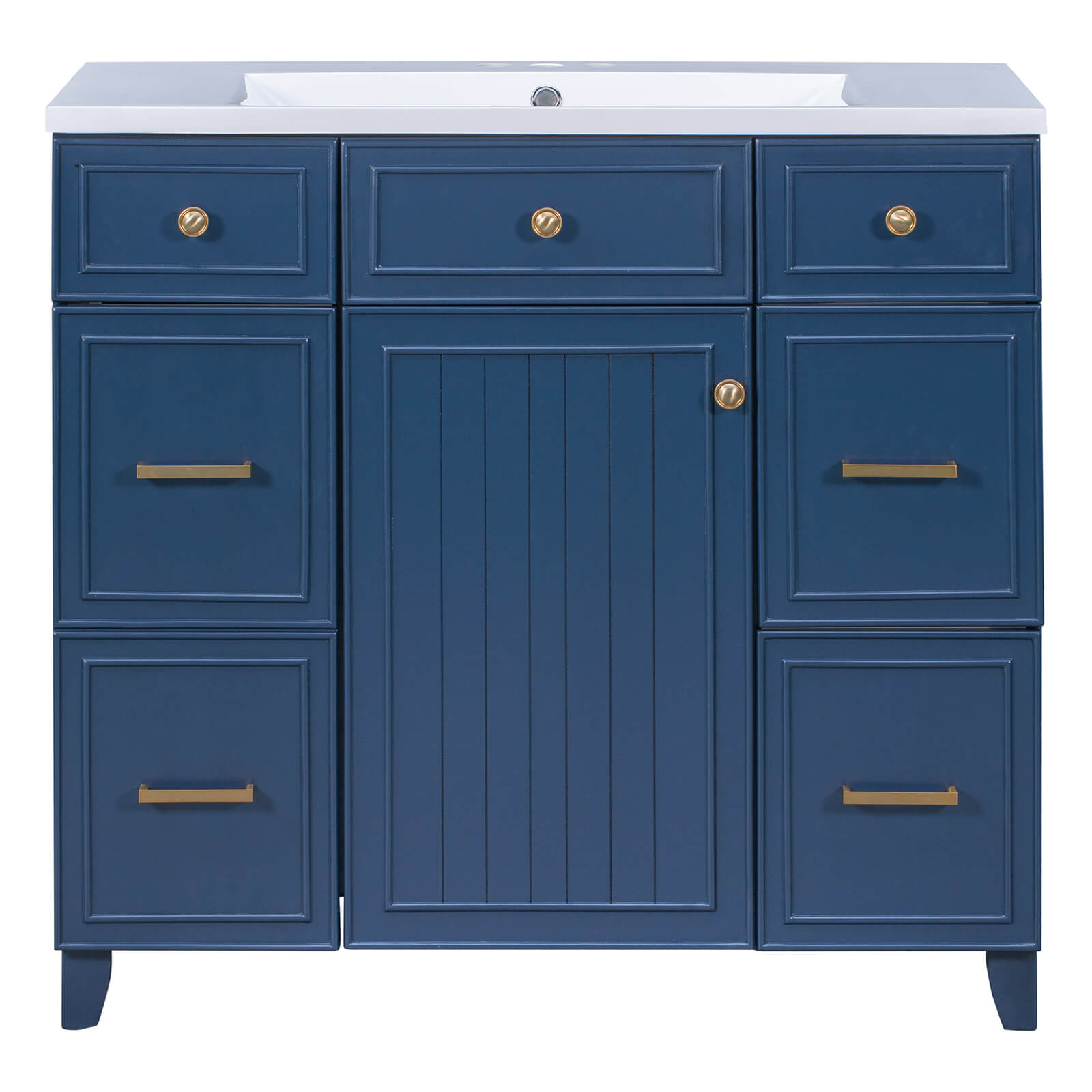 Stylish and functional blue bathroom vanity with water resistant features