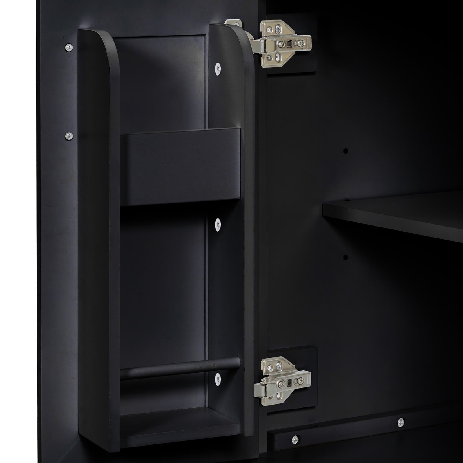 Stylish and practical 24 inch Black Vanity with built in rack and soft close doors