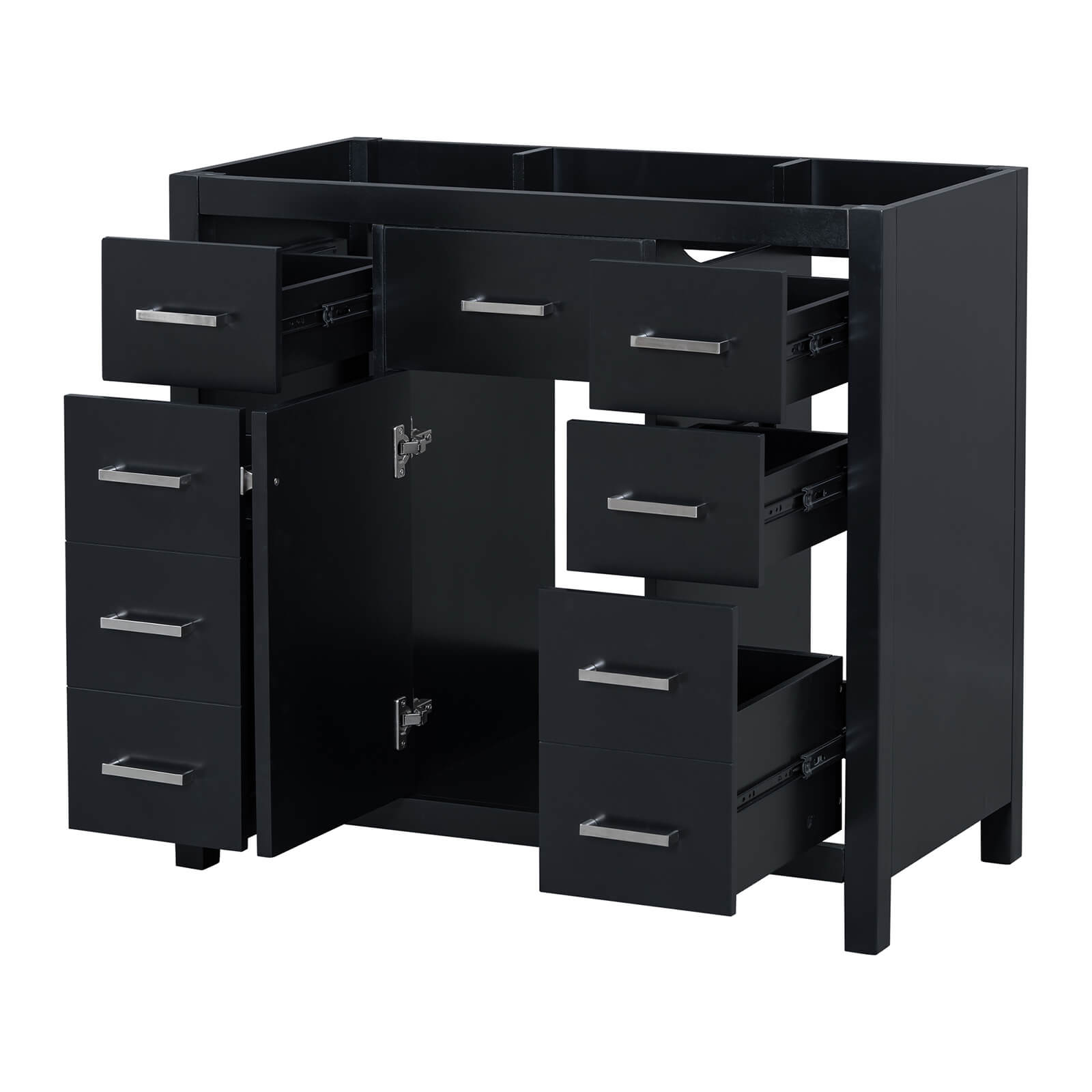 Stylish black vanity cabinet tailored for minimalist and luxurious bathrooms