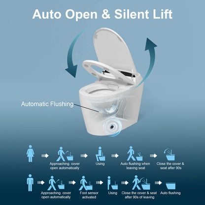 Giving Tree One-Piece Elongated Floor Smart Toilet with Bidet, Adjustable Mobile Drying