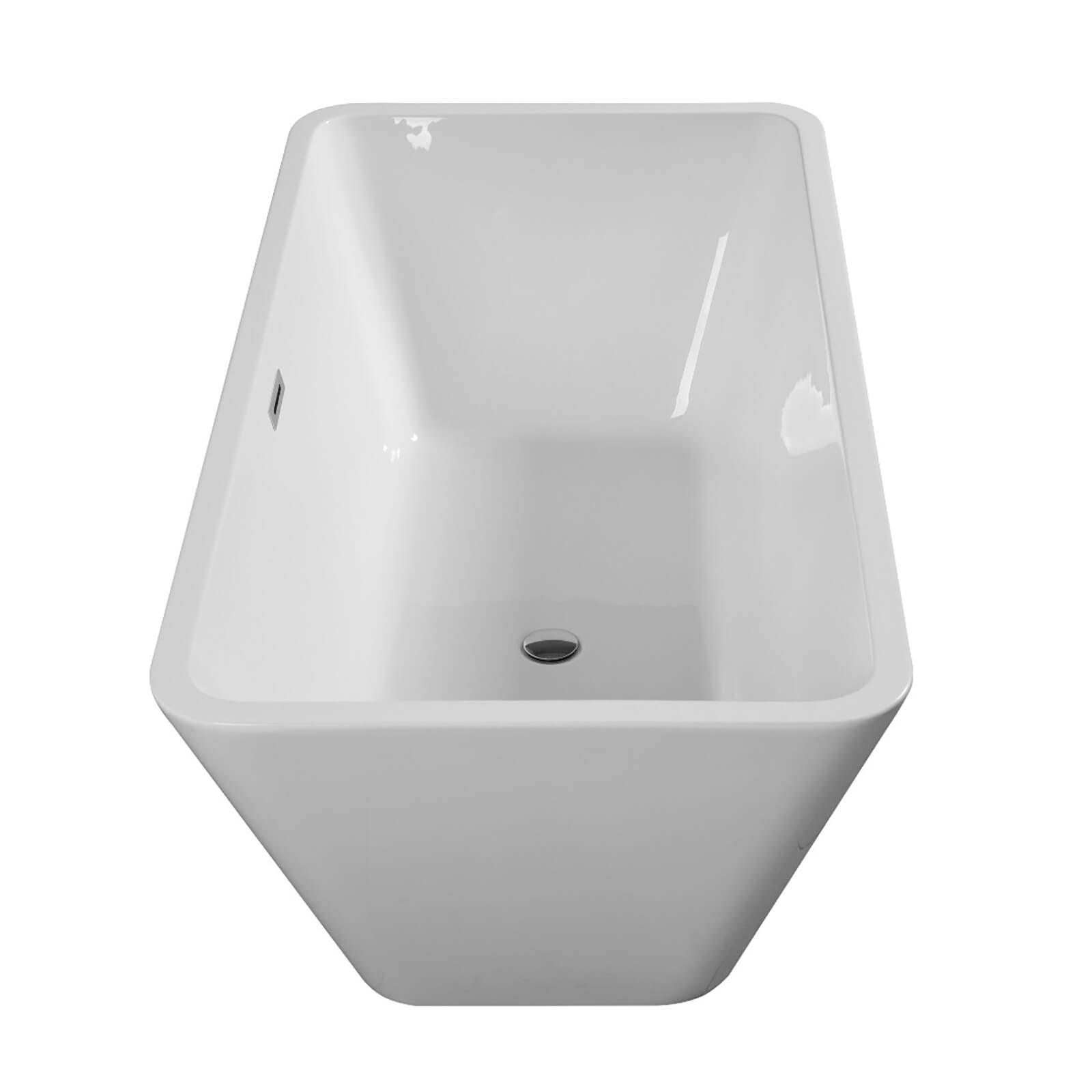 Top of the line 59 inch acrylic bathtub with brushed nickel overflow