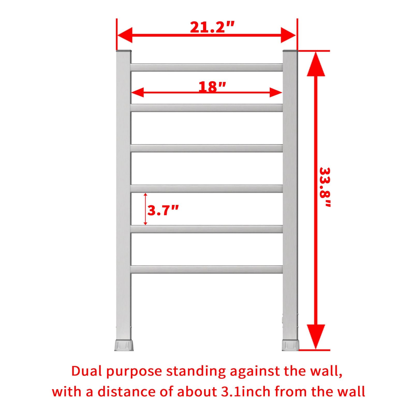 Towel Warmer 6 Stainless Steel Bars Towel Rack Size