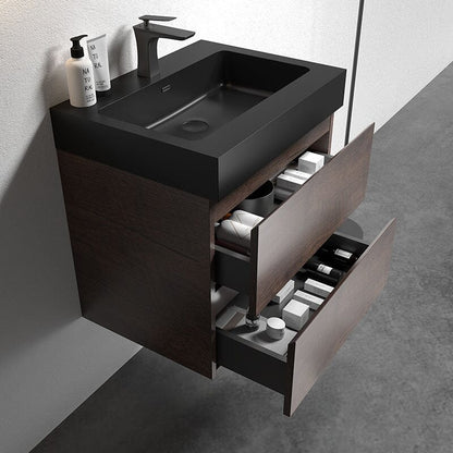 24 Inch Bathroom Vanity with Sink Wall Mounted Floating One-Piece Sink Cabinet