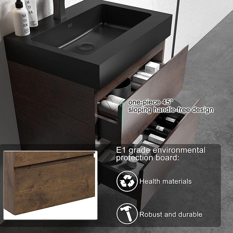 24 Inch Bathroom Vanity with Sink Wall Mounted Floating One-Piece Sink Cabinet