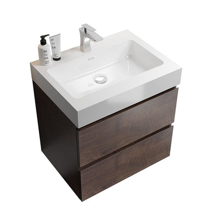 24 Inch Bathroom Vanity with Sink Wall Mounted Floating One-Piece Sink Cabinet