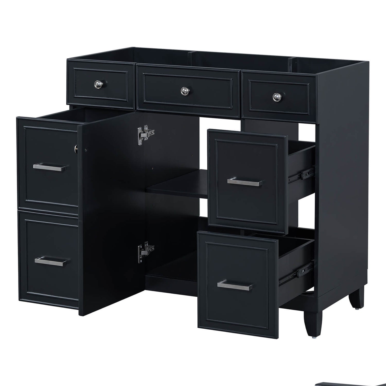 Versatile black bathroom vanity cabinet with spacious storage and modern style