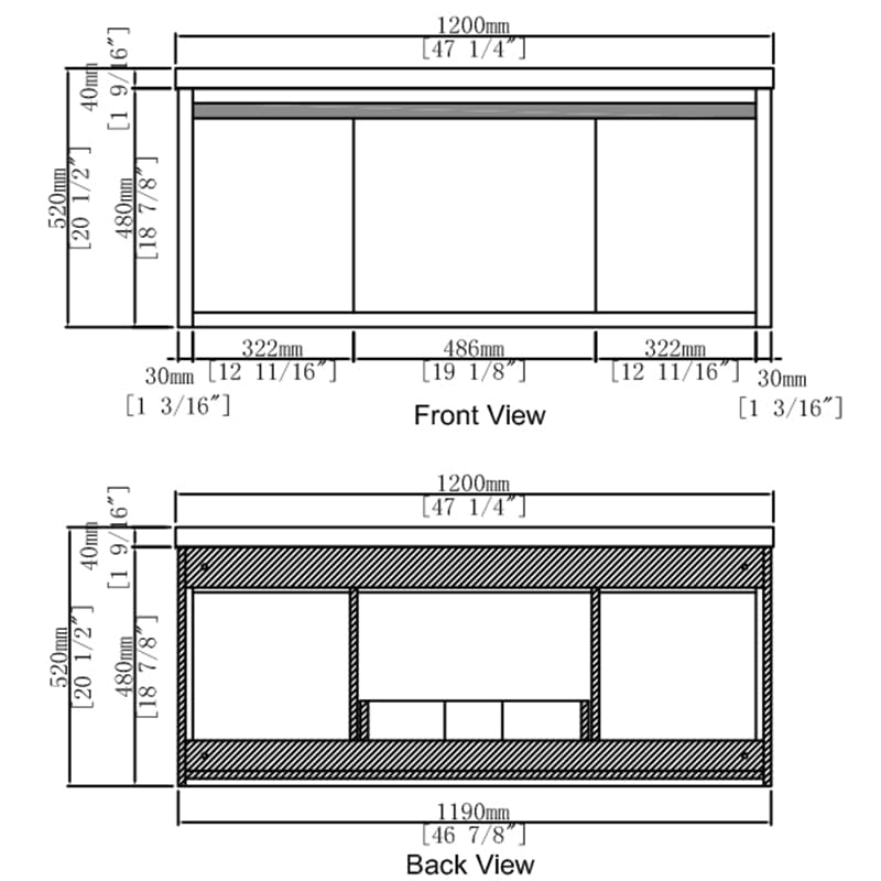 48-Inch Large Countertop Bathroom Vanity with Sink Floating Mount Soft-Close Drawers