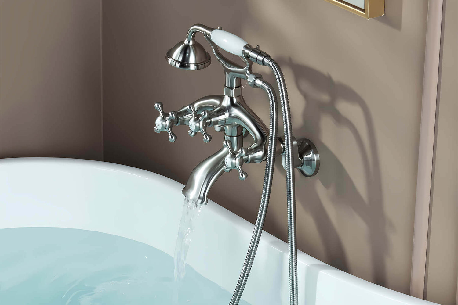 Wall-mounted stainless steel bathtub faucet