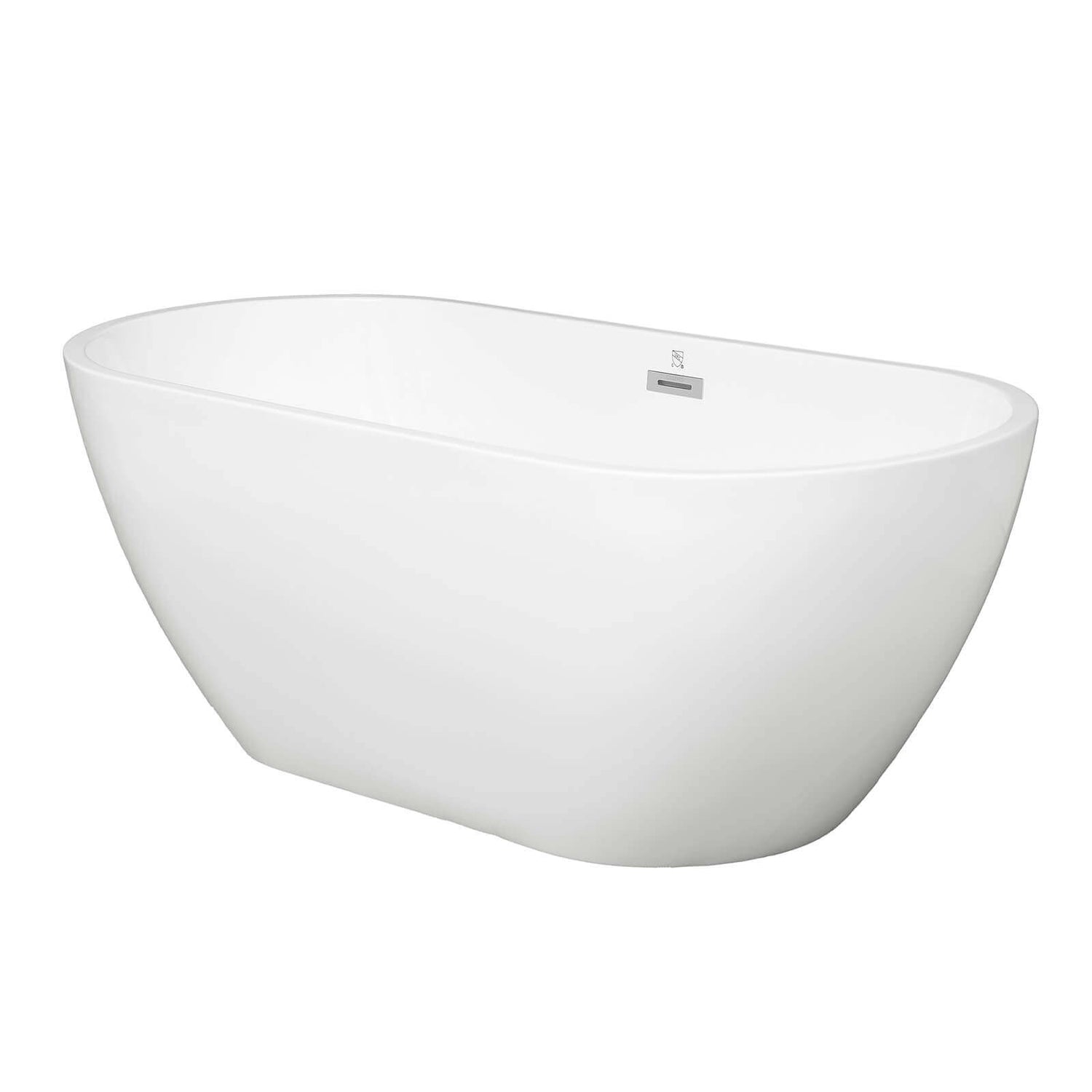 White 59 inch acrylic bathtub with ergonomic backrest and oval design