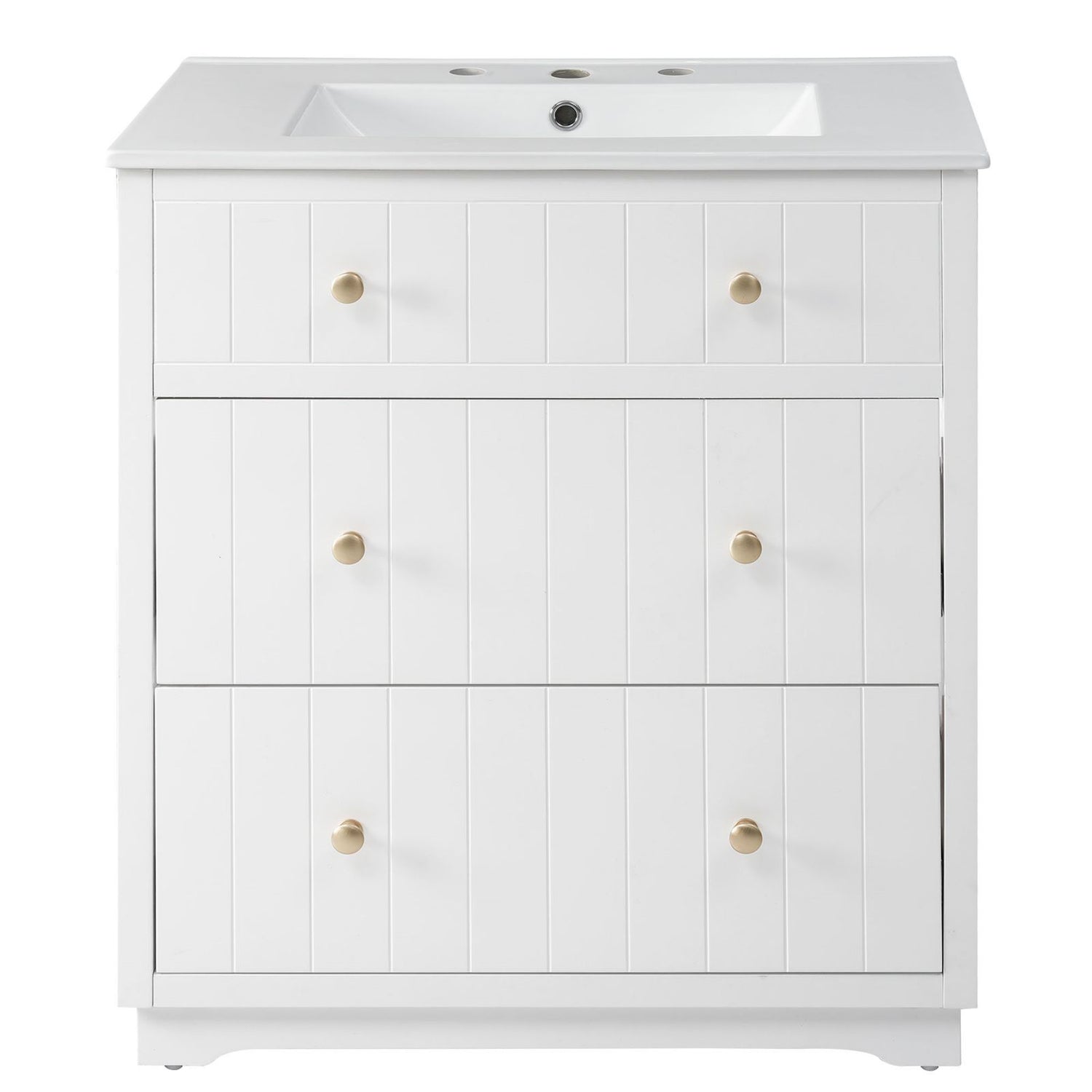 White Bathroom Vanity Cabinet with Dual Drawers