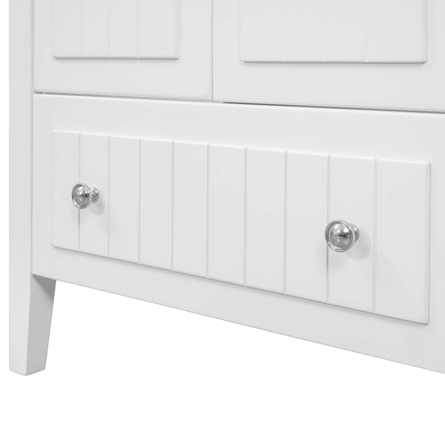 White Bathroom Vanity Cabinet with Raised Groove Detail