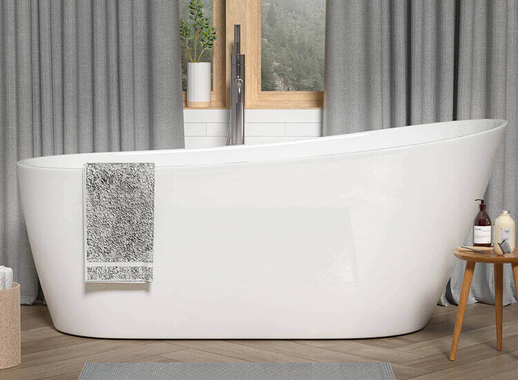 White Solid Surface Single Slipper Freestanding Bathtub