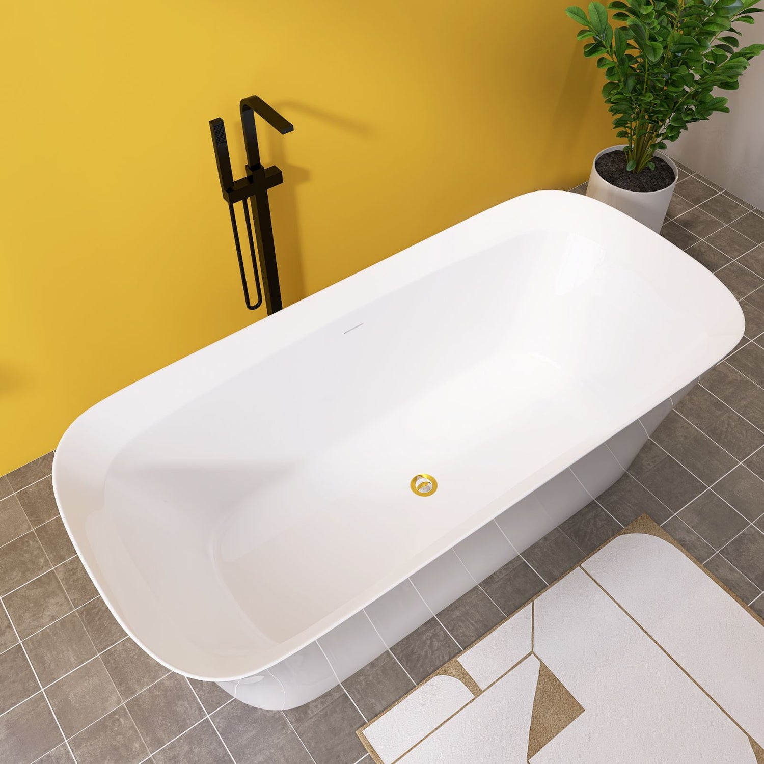 67&quot; Bevel Edge Flat Bottom Acrylic Modern Bathtub