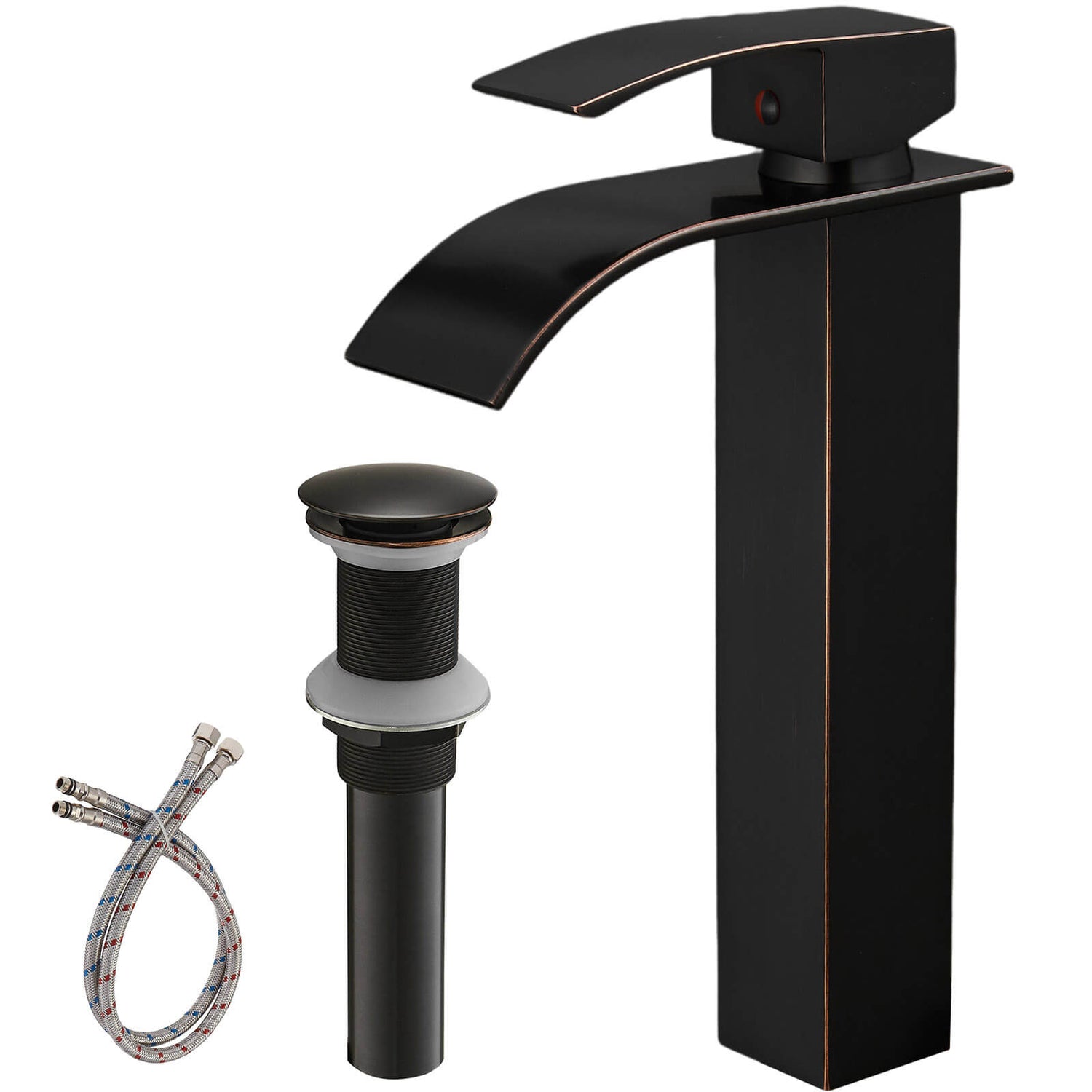 Waterfall Single Hole Single Handle Bathroom Sink Faucet With Pop-up Drain Assembly