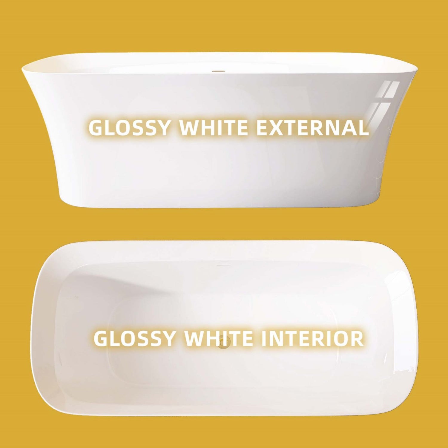 67-inch beveled flat-bottom acrylic bathtub interior and exterior color comparison