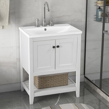 Giving Tree 24&quot; Modern Freestanding Bathroom Vanity Ceramic Sink with Doors and Shelf