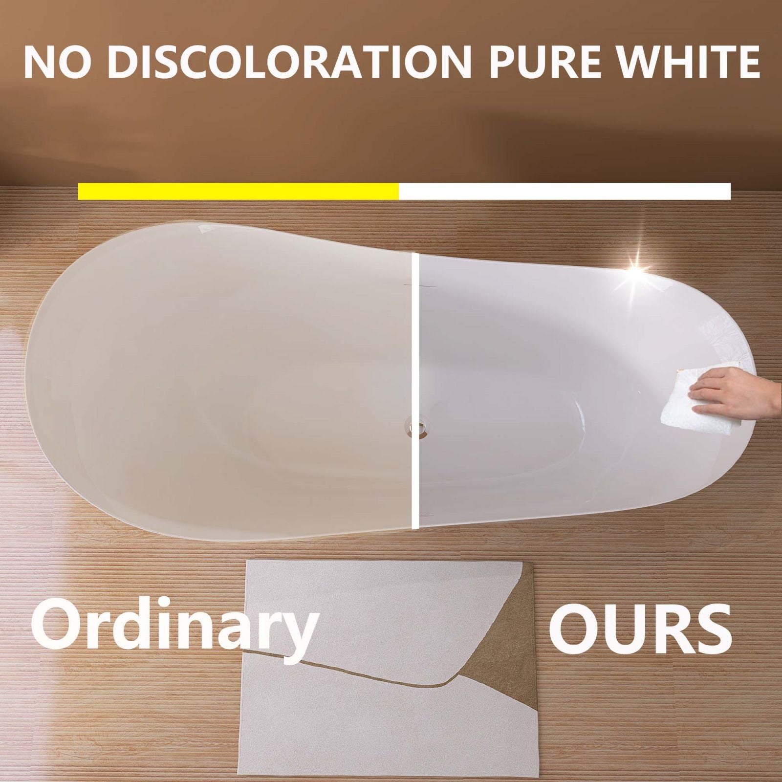 65-inch acrylic reclining slipper bathtub cleaning effect diagram