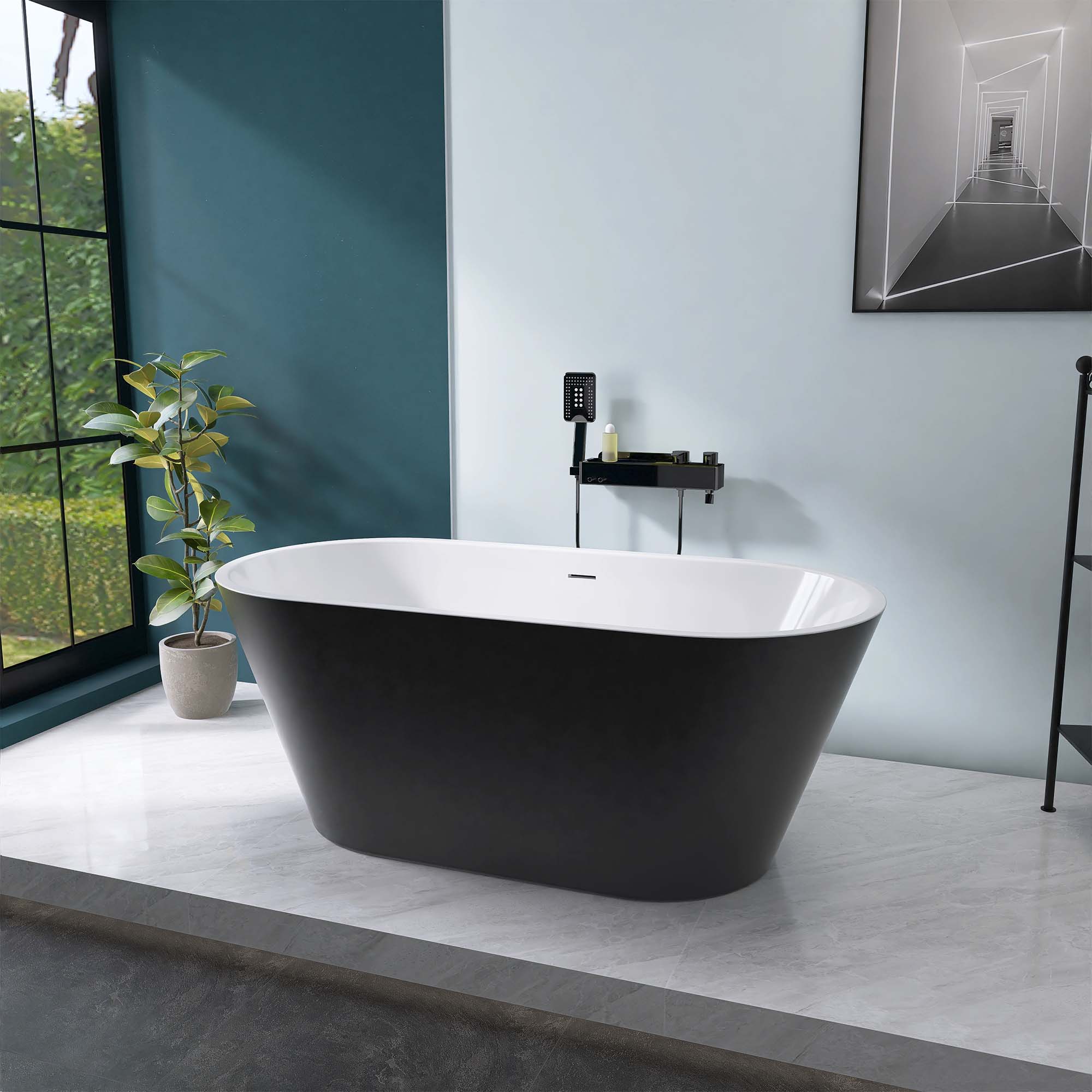 high quality Center Pop Up Drain soaking tub with Humanized backrest