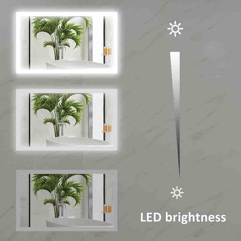 40 x 24 Inch LED Bathroom Mirror Anti Fog Dimmable Touch Button Memory Function