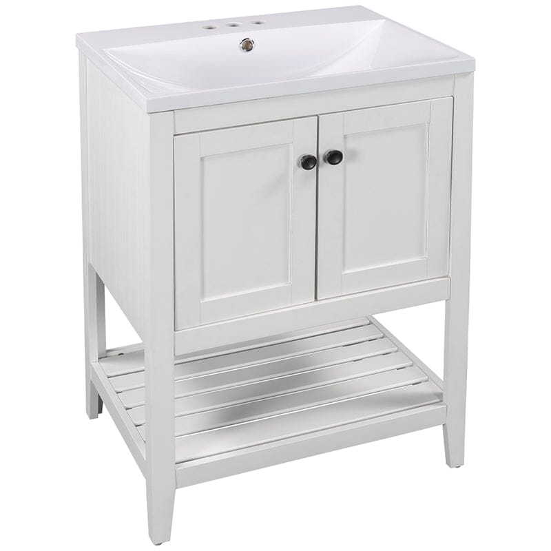 Giving Tree 24&quot; Modern Freestanding Bathroom Vanity Ceramic Sink with Doors and Shelf