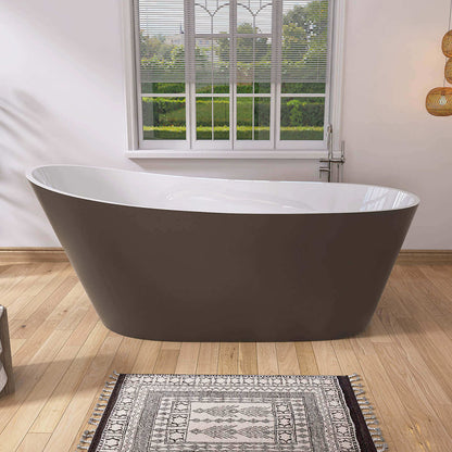 matte brown 67&quot; Acrylic Reversible Single Slipper Tub