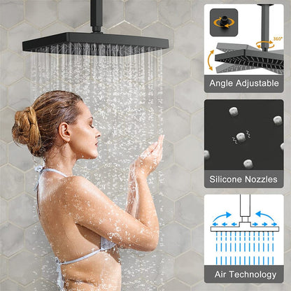 Shower Set 14&quot; Rectangular Ceiling Shower Head with Hand Shower