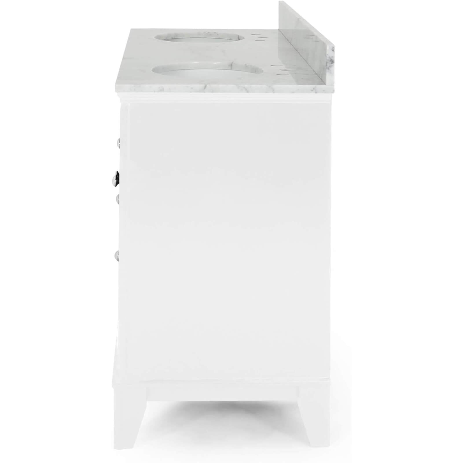 remium 61 in White Double Sink Vanity with High Quality Backsplash and Ample Storage