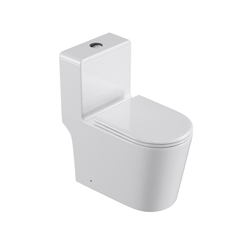 Modern Small One-Piece Floor Mount Toilet 1.1/1.6 GPF Dual Flush and Soft Close Seat