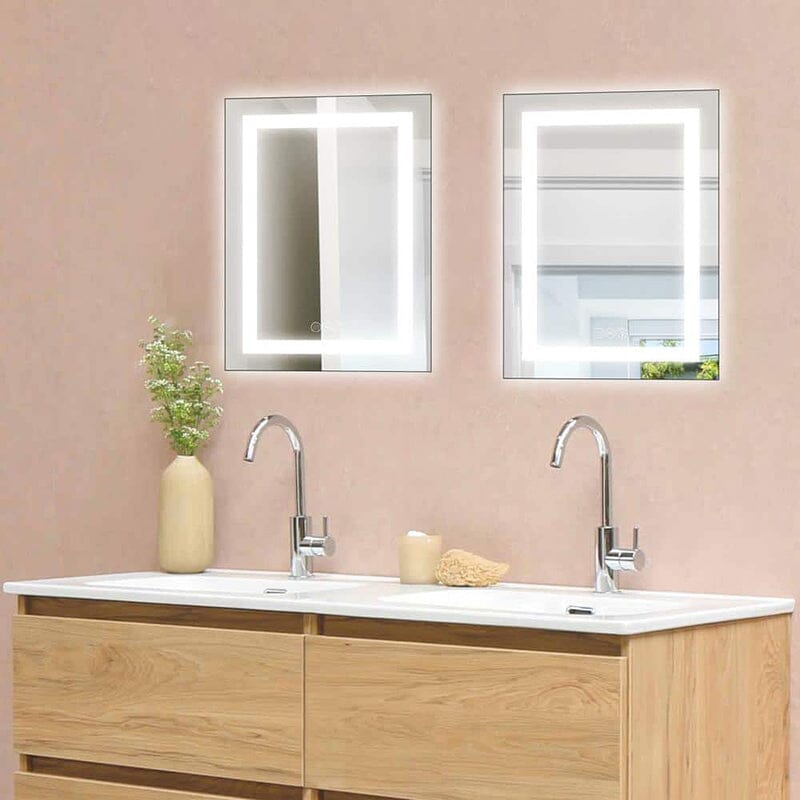 28 in. W x 20 in. H LED Light Bathroom Vanity Mirror Large Rectangular Frameless Anti Fog