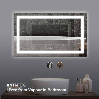 40 in. W x 24 in. H LED Light Bathroom Vanity Mirror Large Rectangular Frameless Anti Fog