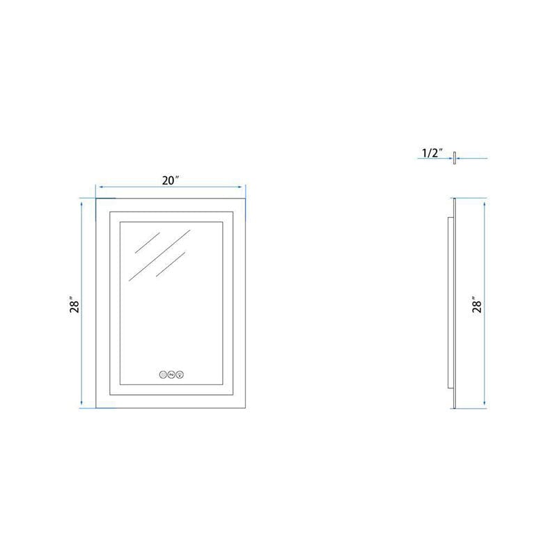 28 in. W x 20 in. H LED Light Bathroom Vanity Mirror Large Rectangular Frameless Anti Fog