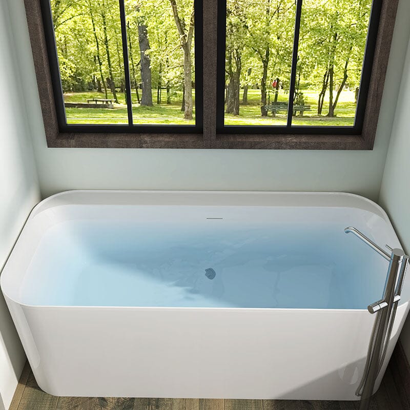 Mokleba 59&quot; Acrylic Rectangle Shape Flatbottom Freestanding Bathtub White