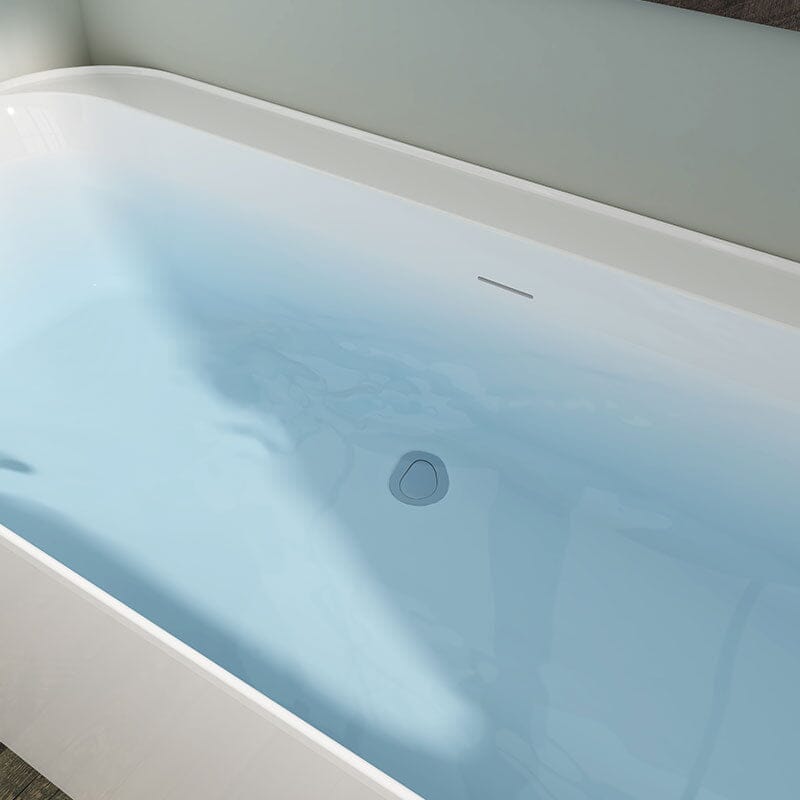 Mokleba 59&quot; Acrylic Rectangle Shape Flatbottom Freestanding Bathtub White