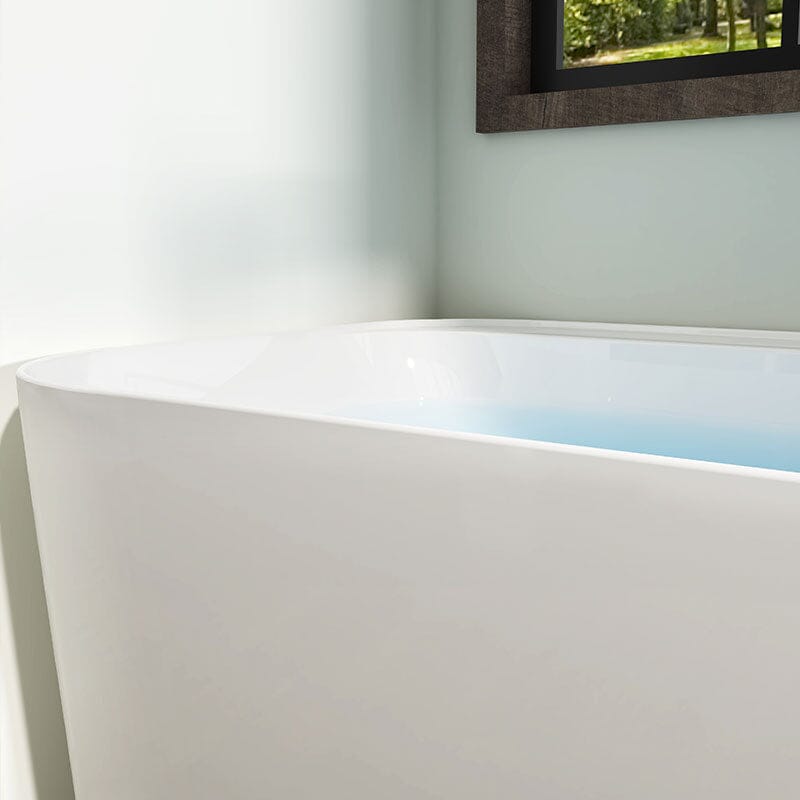 Mokleba 59&quot; Acrylic Rectangle Shape Flatbottom Freestanding Bathtub White